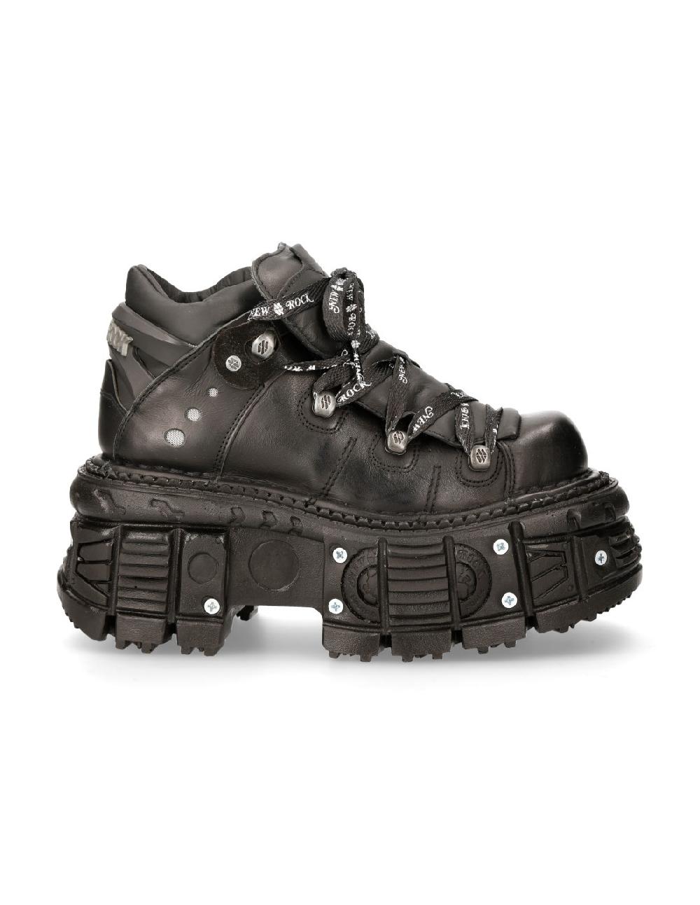 New Rock ANKLE BOOT BLACK IMPERFECT WITH LACES M-TANK106NLACE-C1
