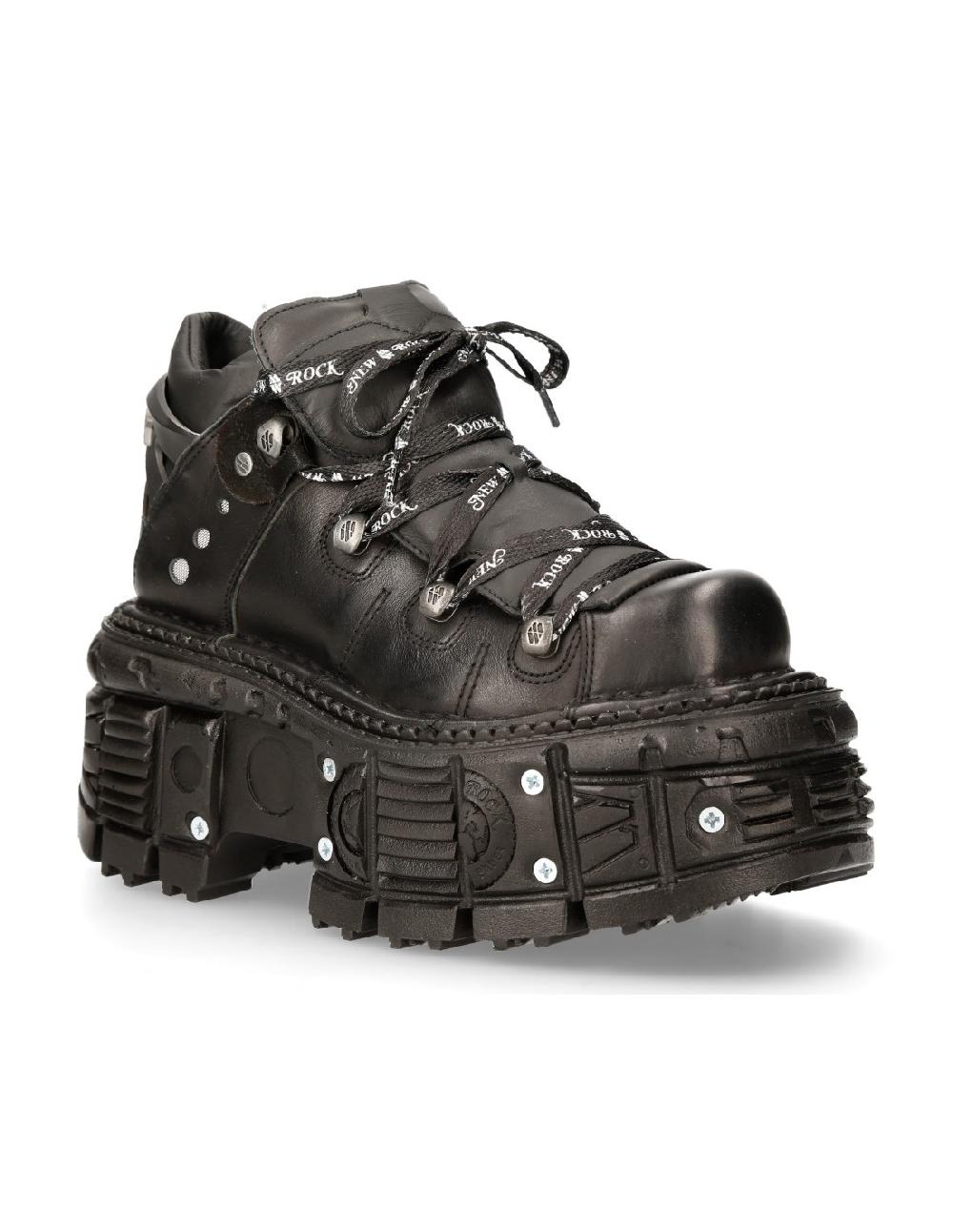 New Rock ANKLE BOOT BLACK IMPERFECT WITH LACES M-TANK106NLACE-C1