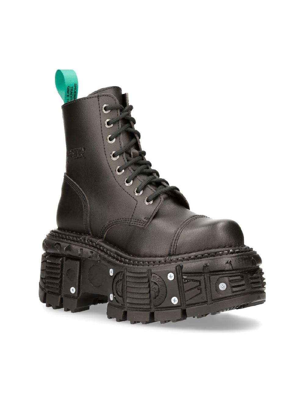 New Rock ANKLE BOOT BLACK IMPERFECT WITH LACES M-TANKMILI083C-V2