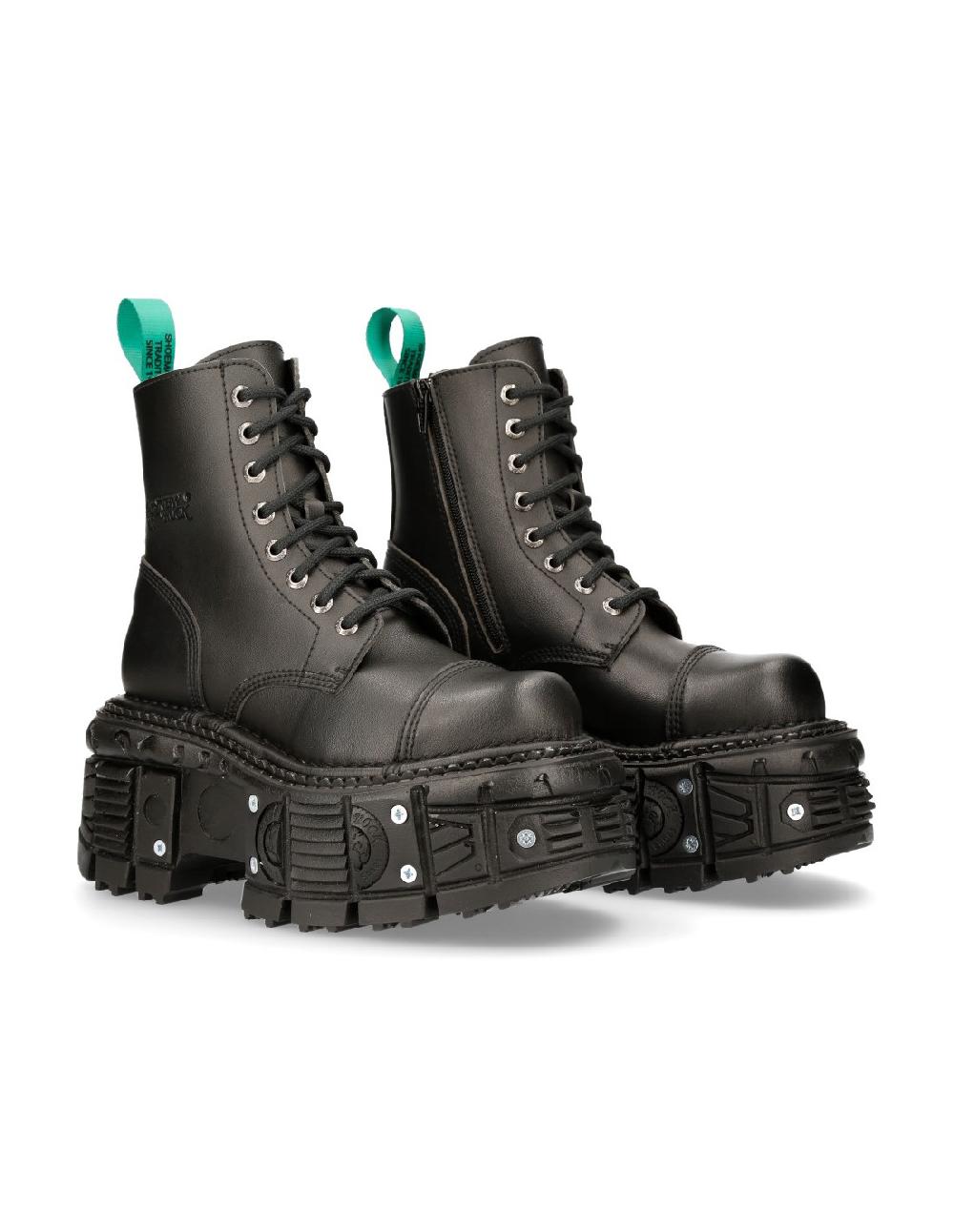 new rock ANKLE BOOT BLACK IMPERFECT WITH LACES M-TANKMILI083C-V2