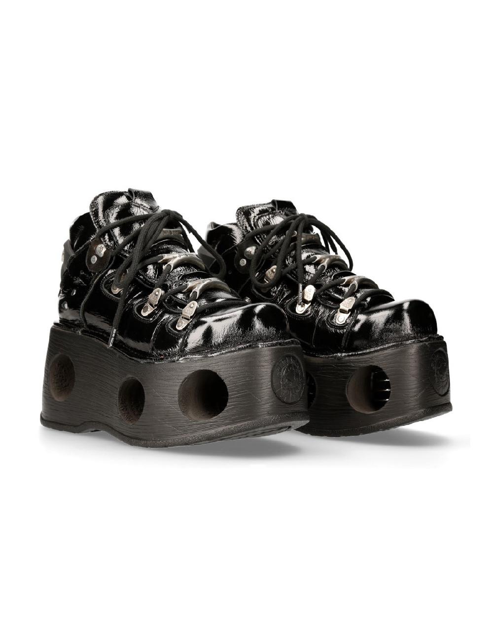 new rock ANKLE BOOT BLACK NEPTUNO WITH LACES M-TANK006C-C8