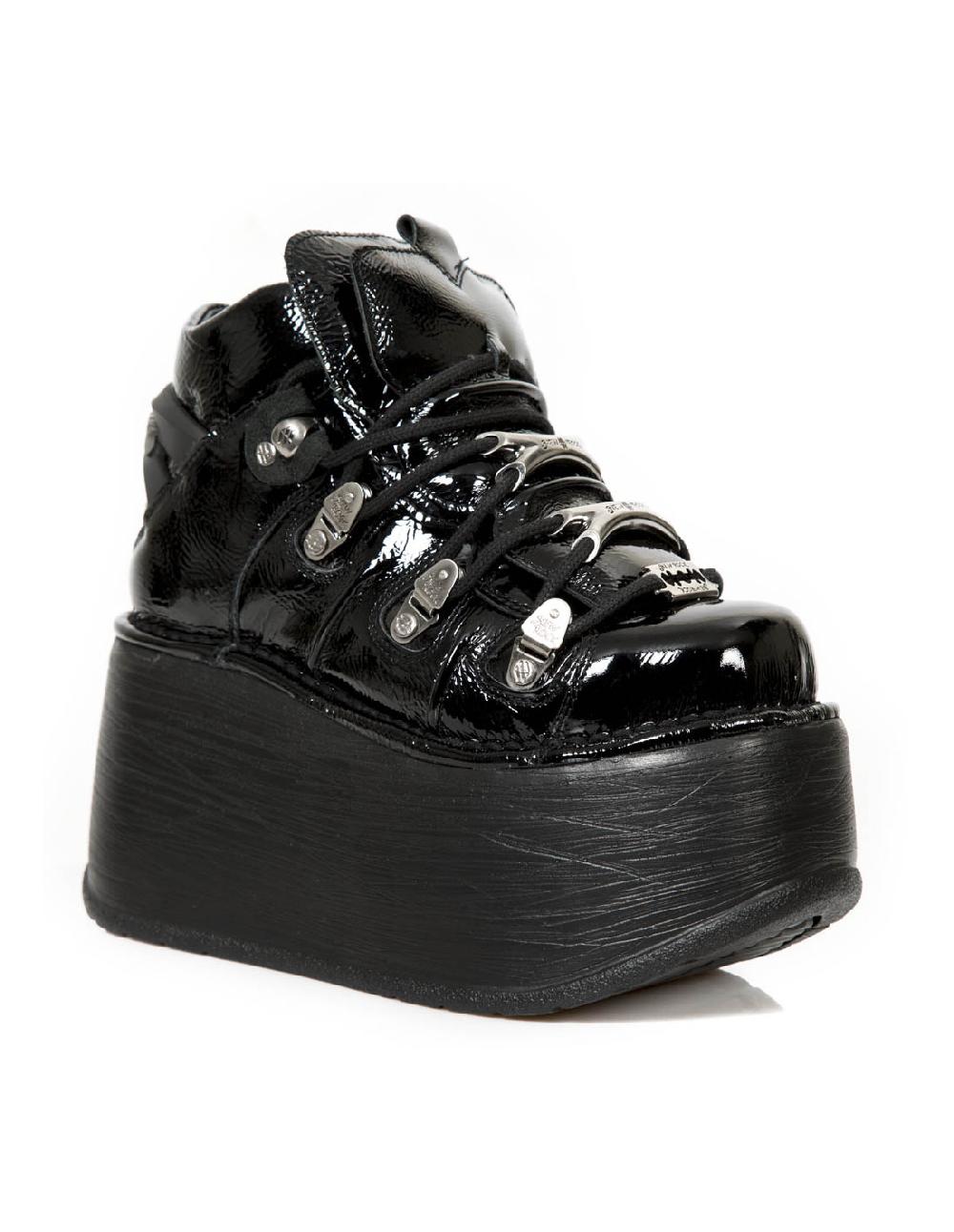 New Rock ANKLE BOOT BLACK NEW WITH LACES M-TANK006C-C7