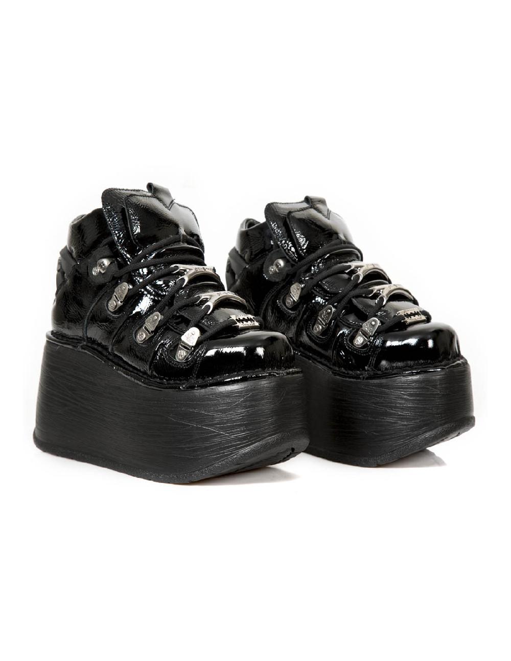 new rock ANKLE BOOT BLACK NEW WITH LACES M-TANK006C-C7