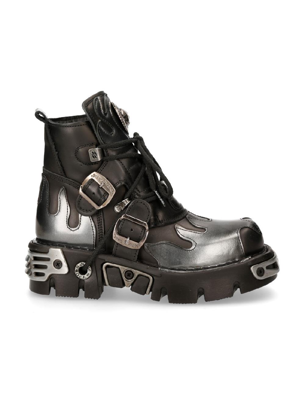 New Rock ANKLE BOOT BLACK REACTOR WITH LACES M-288-S2