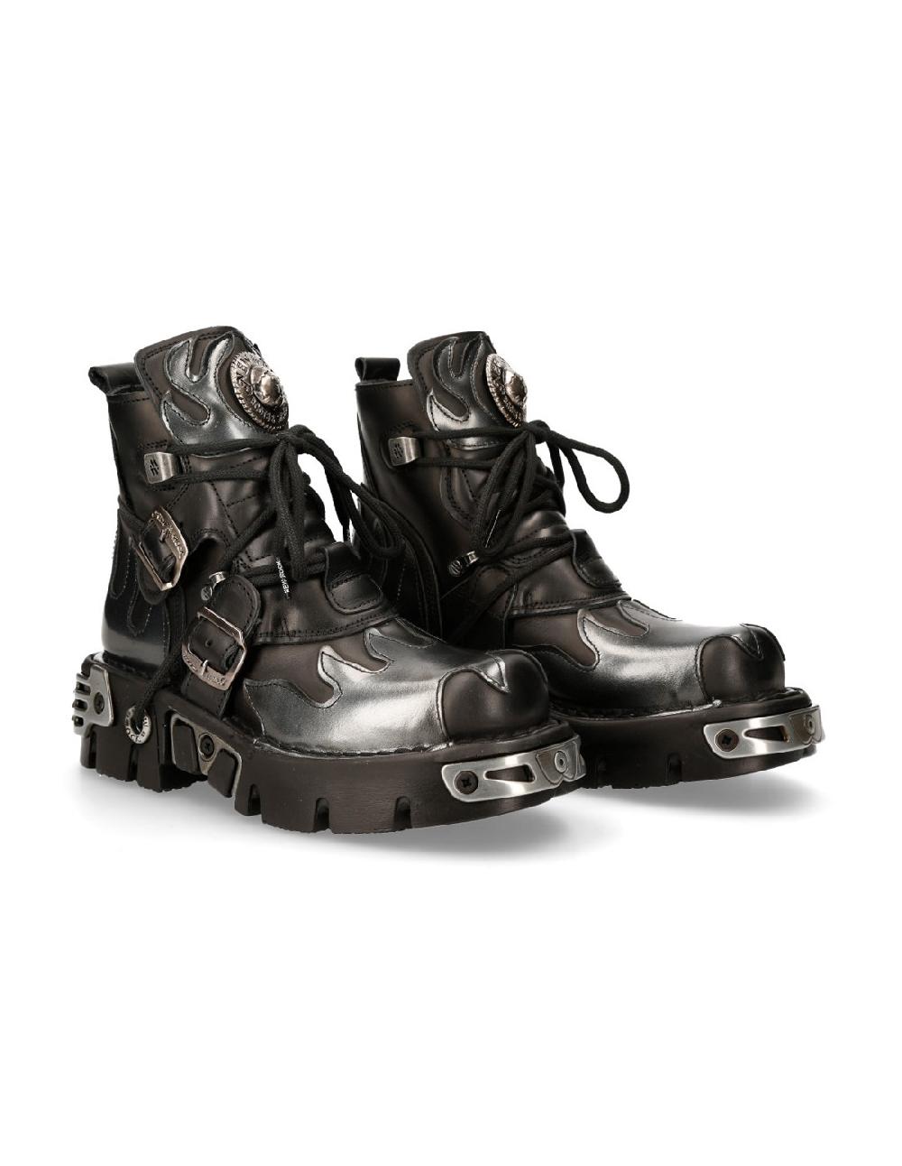 new rock ANKLE BOOT BLACK REACTOR WITH LACES M-288-S2