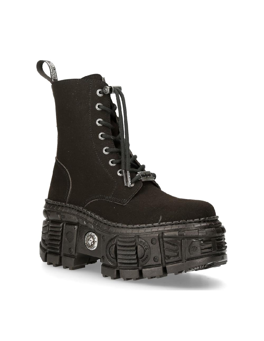 New Rock ANKLE BOOT BLACK TANK WITH LACES M-WALL026N-V1