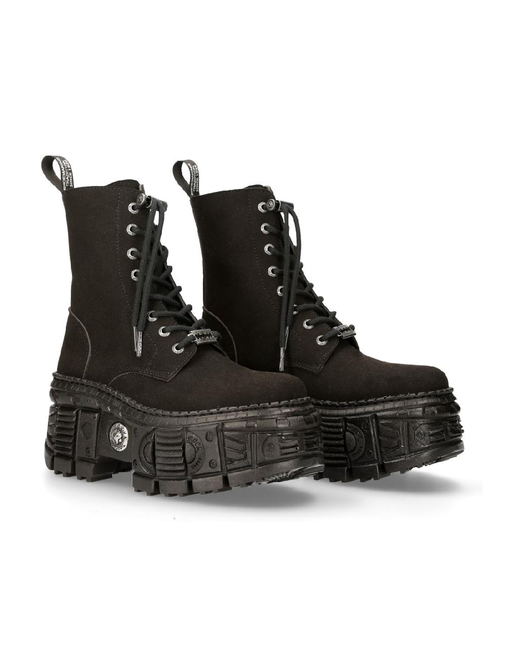 new rock ANKLE BOOT BLACK TANK WITH LACES M-WALL026N-V1