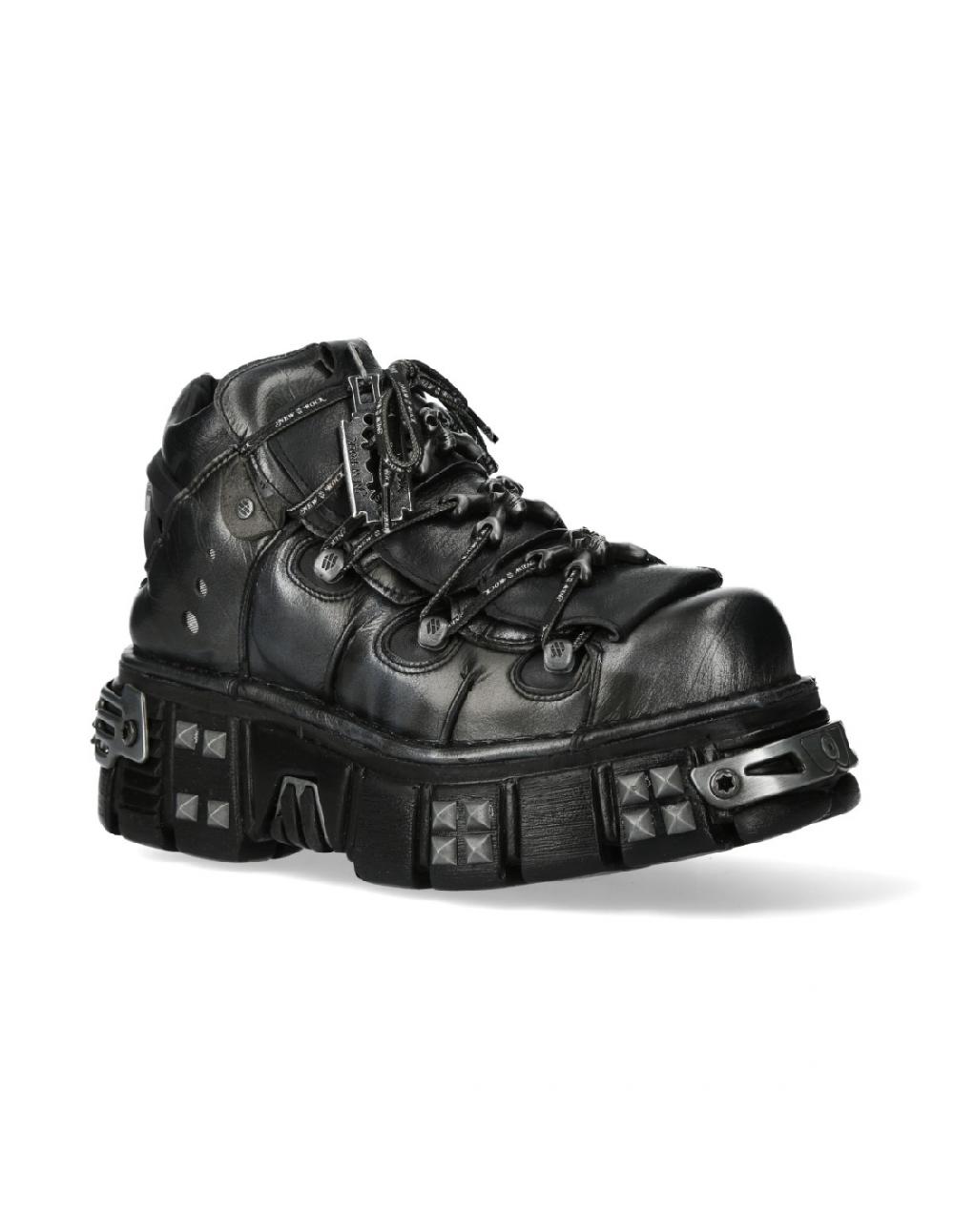 New Rock ANKLE BOOT BLACK TOWER WITH LACES M-106PHSC-V2
