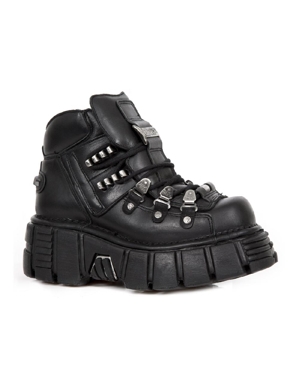 new rock ANKLE BOOT BLACK TOWER WITH LACES M-220-S2