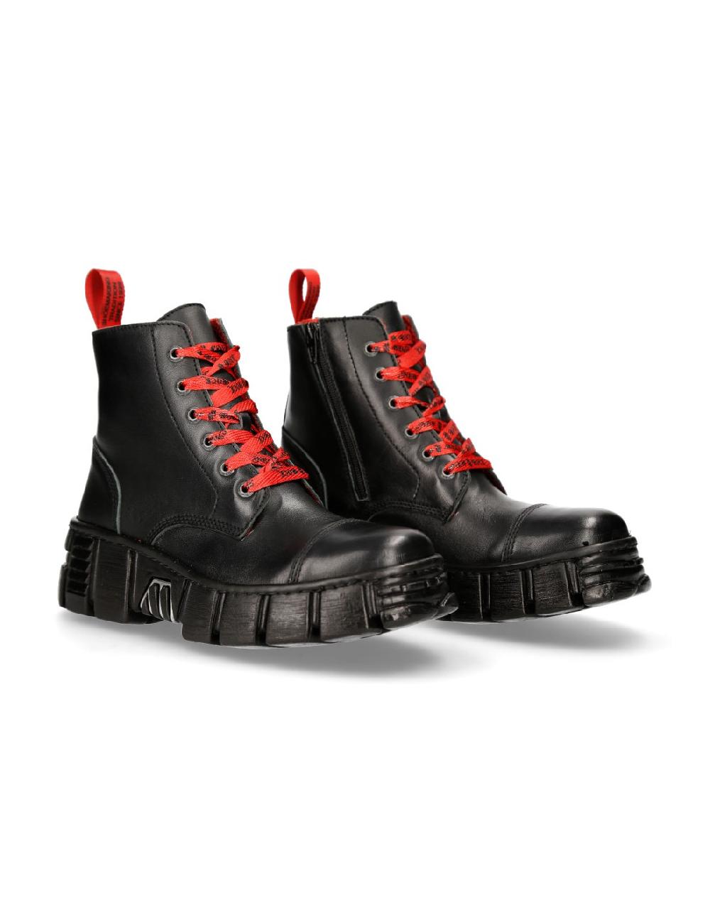 new rock ANKLE BOOT BLACK TOWER WITH LACES M-WALL005-C19