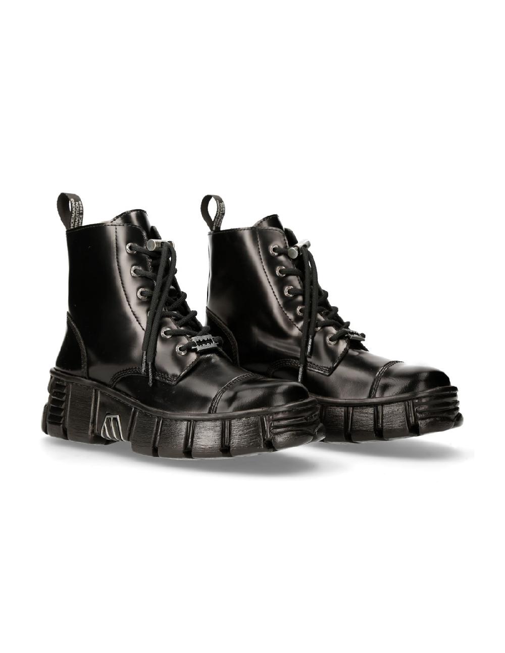 new rock ANKLE BOOT BLACK TOWER WITH LACES M-WALL005N-C6