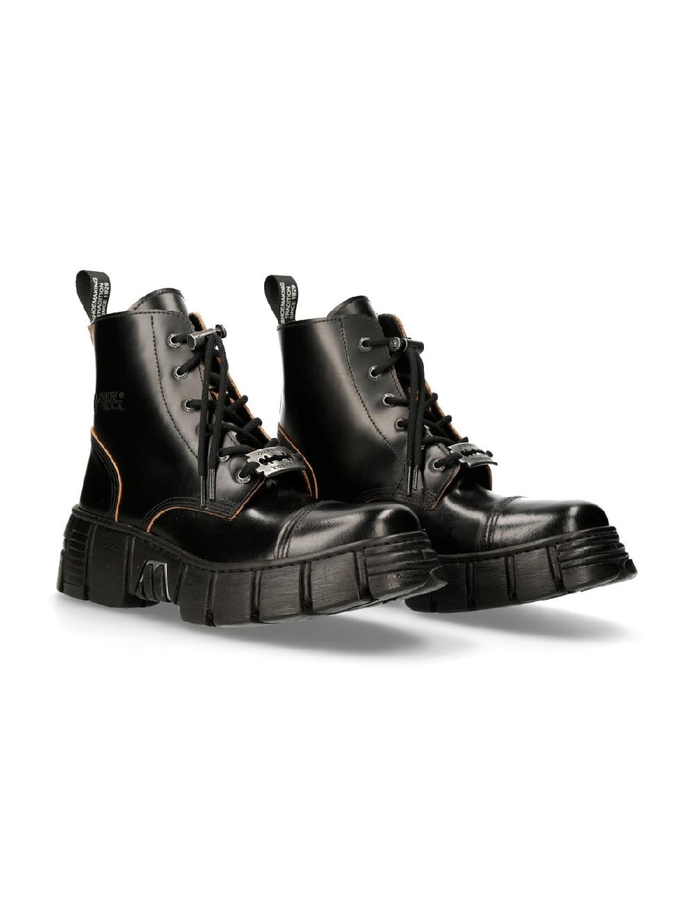 new rock ANKLE BOOT BLACK TOWER WITH LACES M-WALL005NK-S1