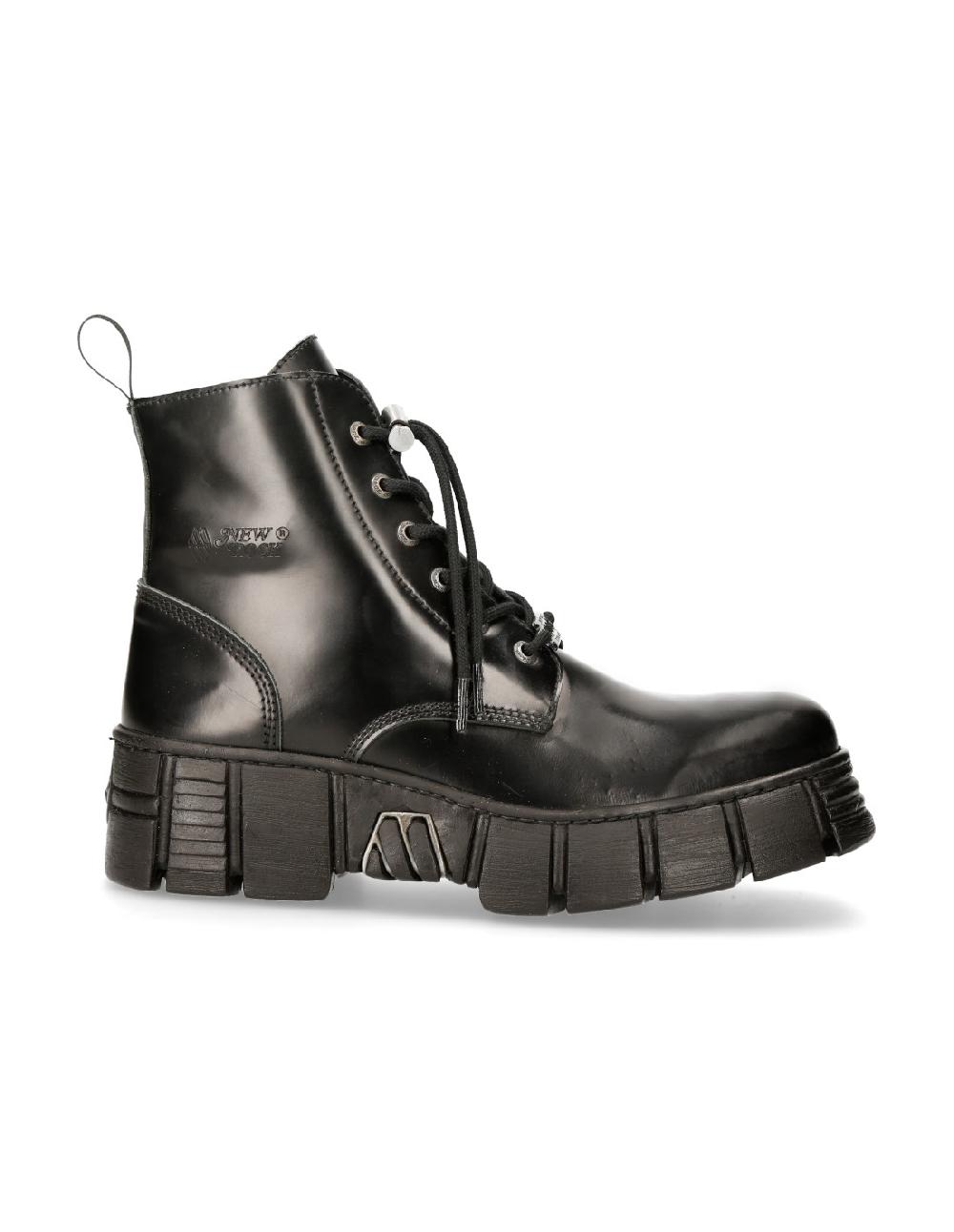 New Rock ANKLE BOOT BLACK TOWER WITH LACES M-WALL025N-C3