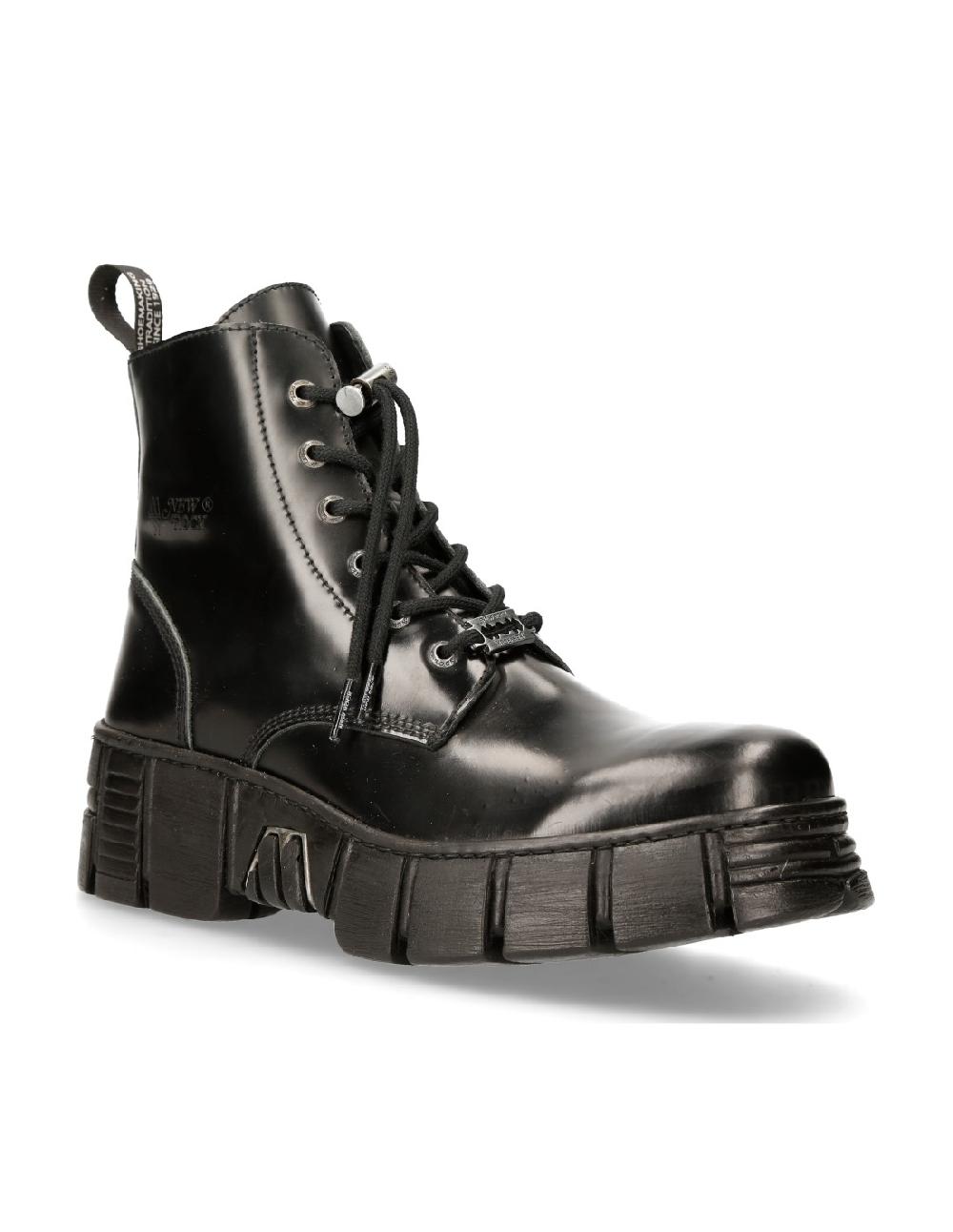 New Rock ANKLE BOOT BLACK TOWER WITH LACES M-WALL025N-C3