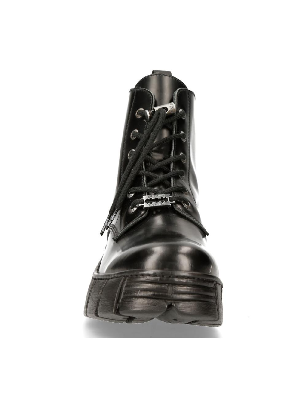 New Rock ANKLE BOOT BLACK TOWER WITH LACES M-WALL025N-C3
