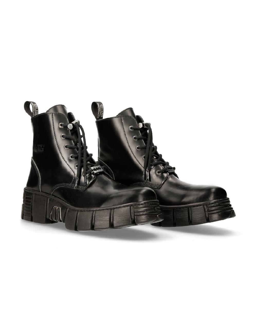 new rock ANKLE BOOT BLACK TOWER WITH LACES M-WALL025N-C3