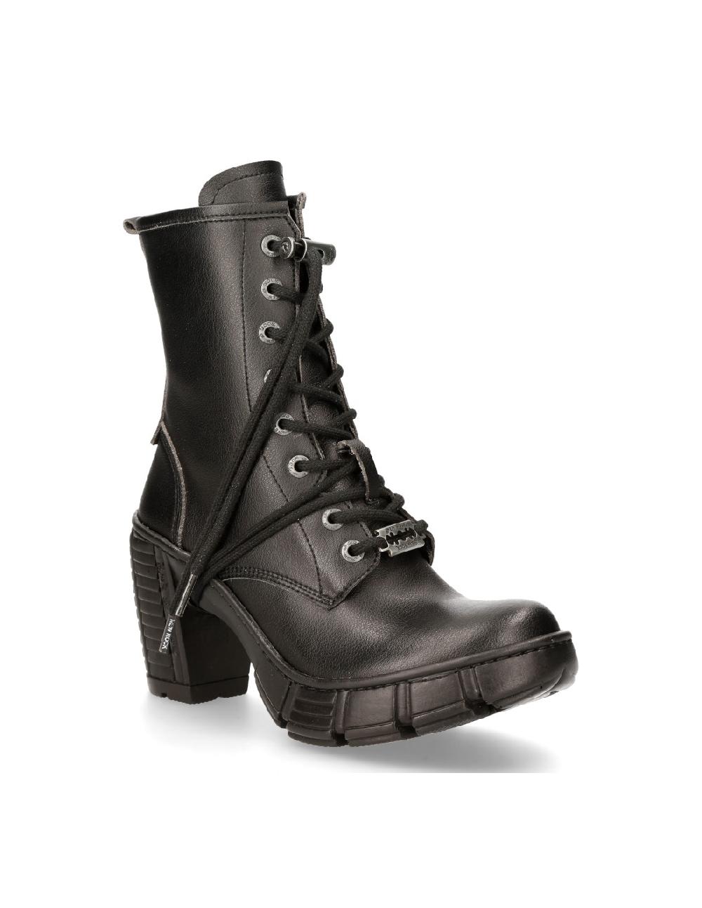 New Rock ANKLE BOOT BLACK WITH LACES M-TRCASCO007-V2