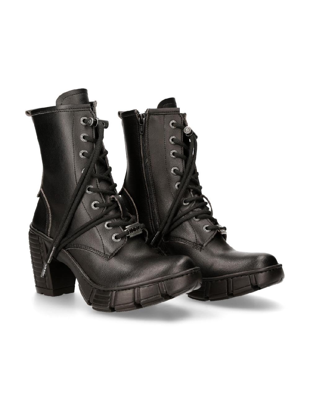new rock ANKLE BOOT BLACK WITH LACES M-TRCASCO007-V2