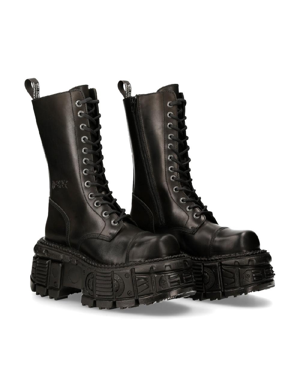 new rock BOOT BLACK IMPERFECT WITH LACES M-MILI211-S15