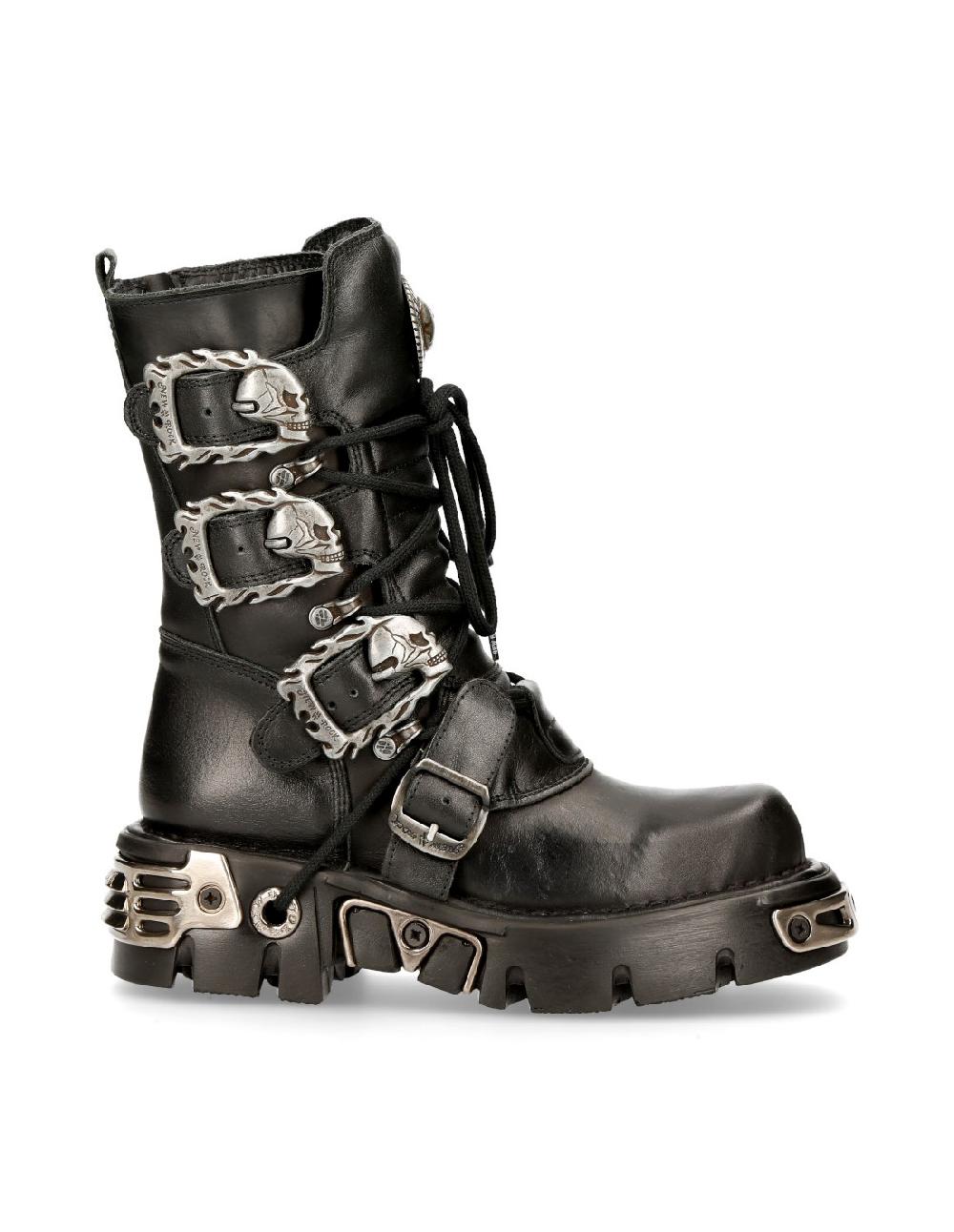 New Rock BOOT BLACK REACTOR WITH BUCKLES AND LACES M-391-S1