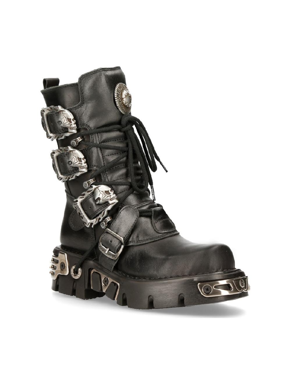 New Rock BOOT BLACK REACTOR WITH BUCKLES AND LACES M-391-S1