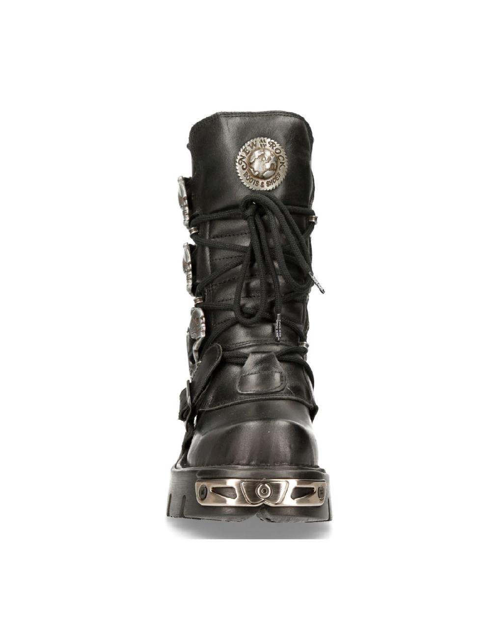New Rock BOOT BLACK REACTOR WITH BUCKLES AND LACES M-391-S1