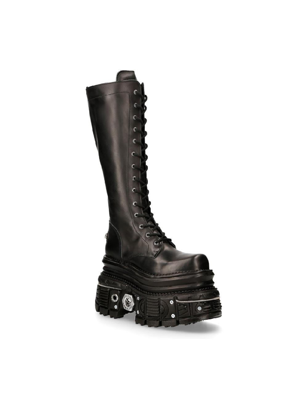 New Rock HIGH BOOT BLACK IMPERFECT WITH LACES M-235-C11
