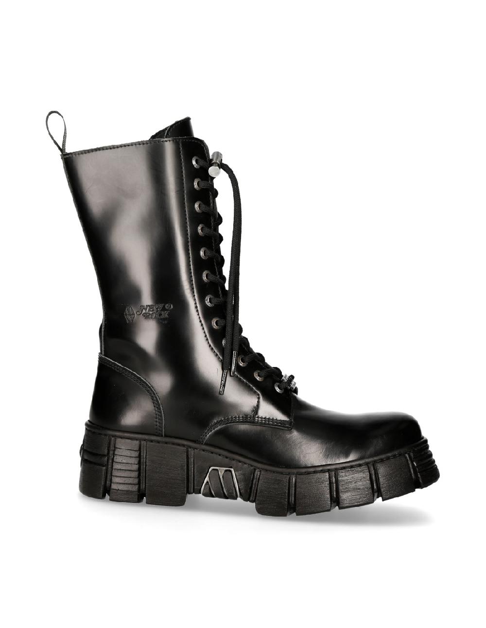 New Rock HIGH BOOT BLACK TOWER WITH LACES M-WALL027N-C2