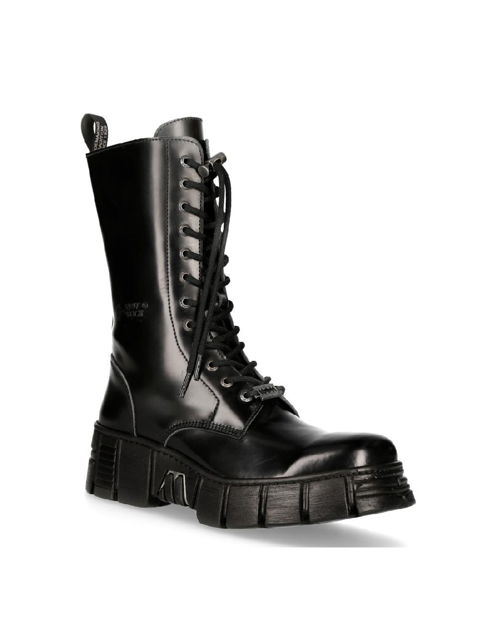 New Rock HIGH BOOT BLACK TOWER WITH LACES M-WALL027N-C2