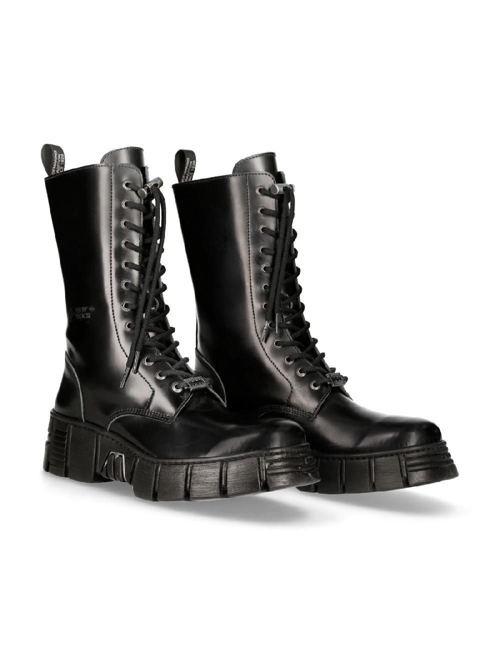 new rock HIGH BOOT BLACK TOWER WITH LACES M-WALL027N-C2