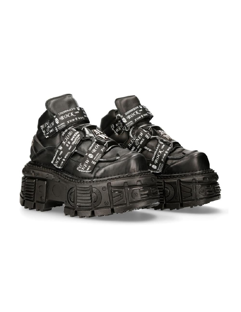 new rock ANKLE BOOT BLACK IMPERFECT M-MET285-C2
