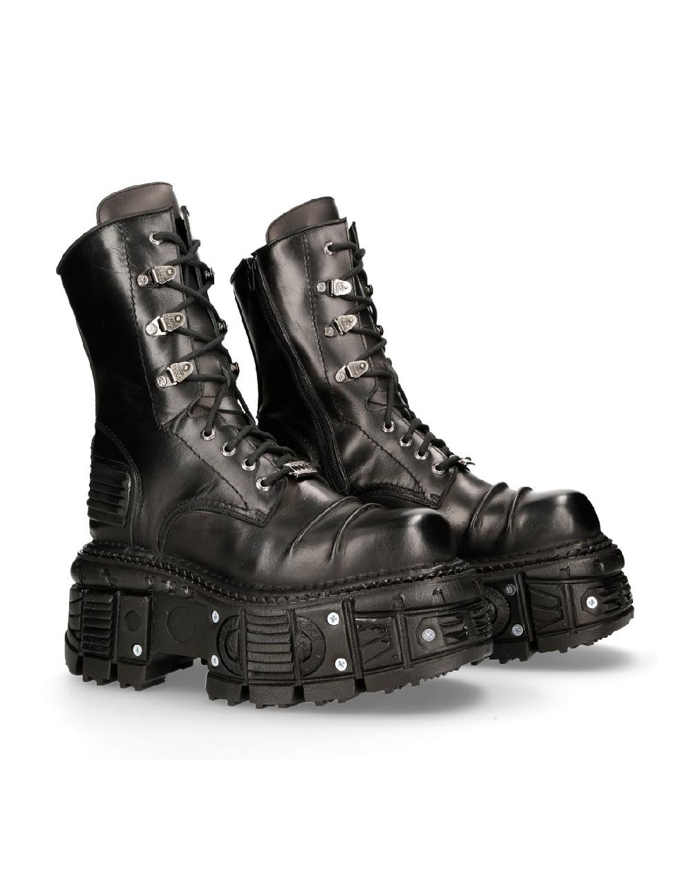 new rock ANKLE BOOT BLACK IMPERFECT M-TANK005C-C1