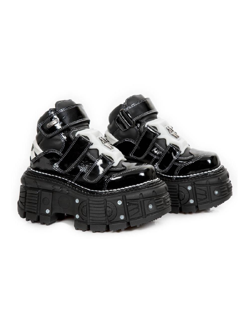 new rock ANKLE BOOT BLACK IMPERFECT M-TANK008-C7