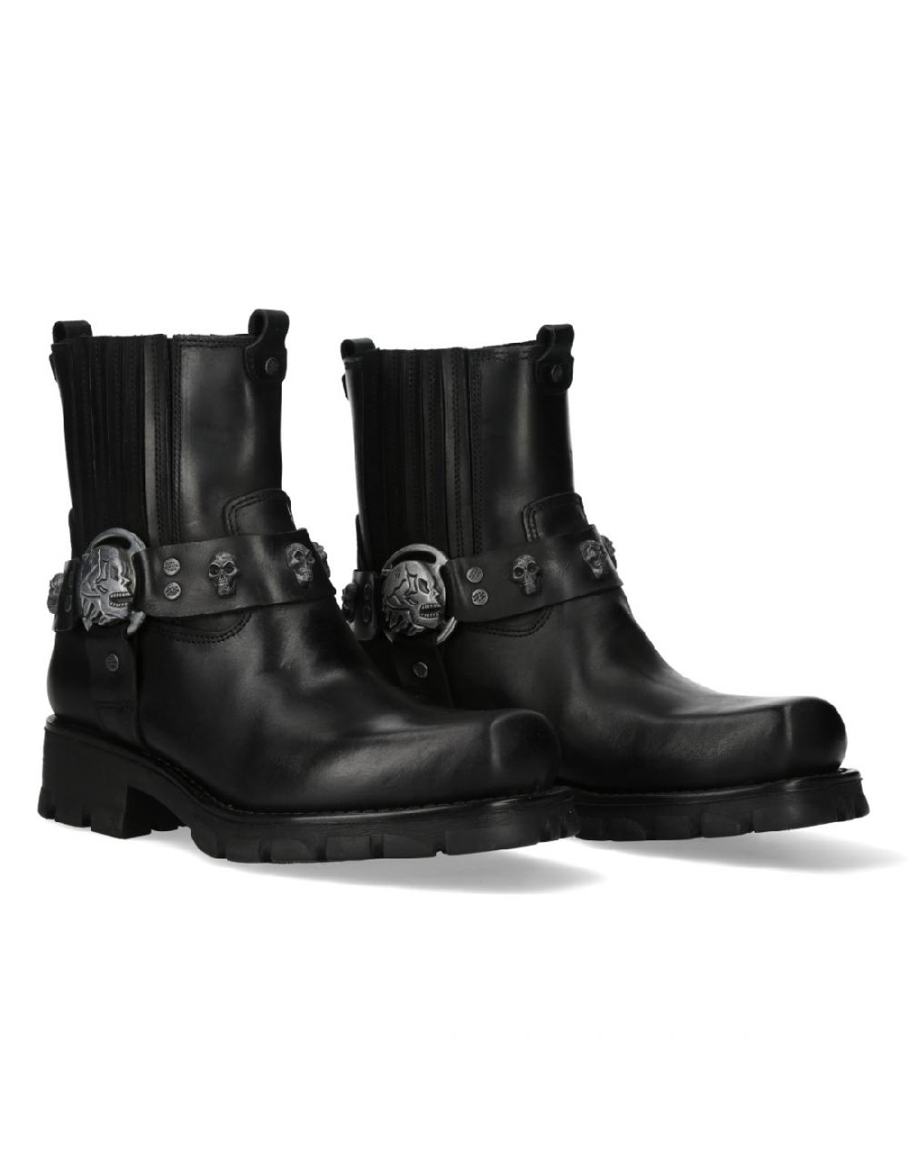 new rock ANKLE BOOT BLACK MOTORCYCLE M-7621-S1