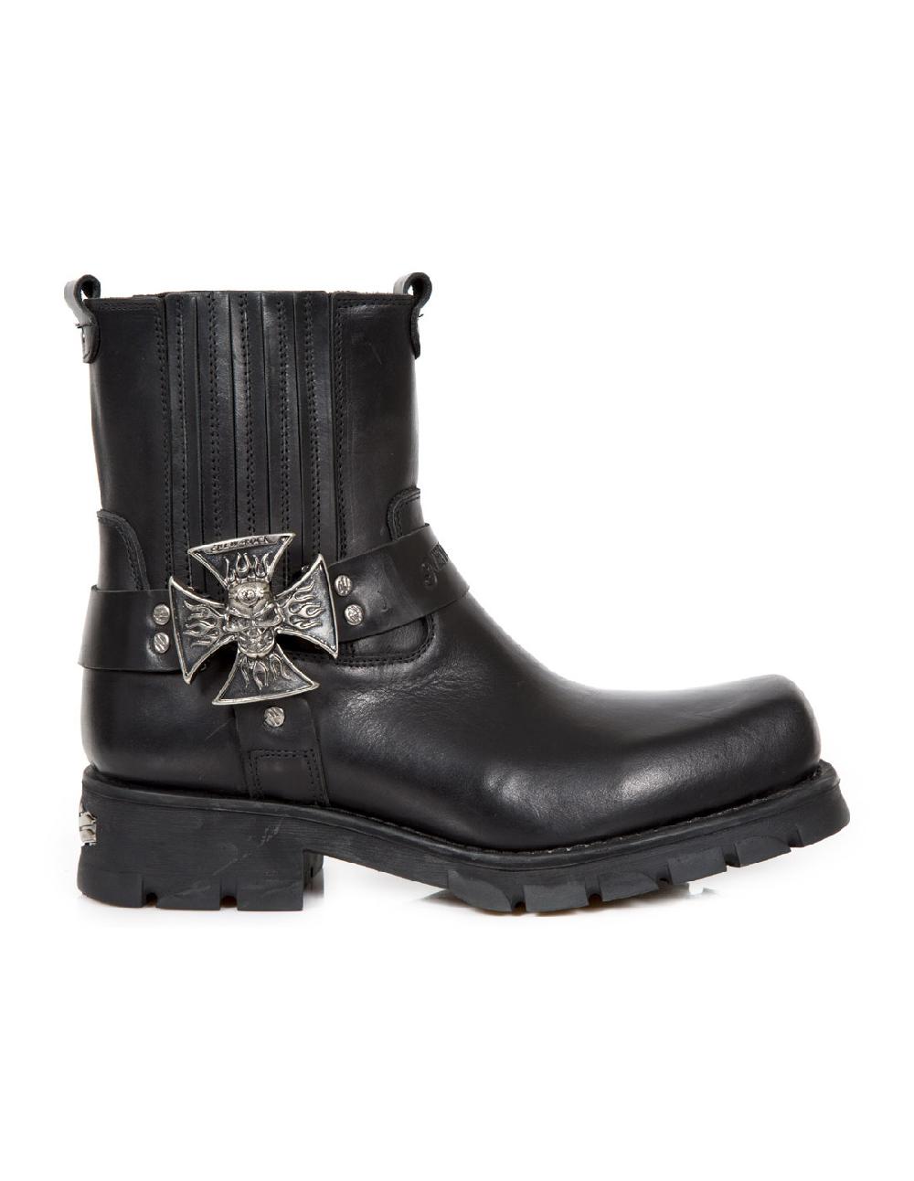 new rock ANKLE BOOT BLACK MOTORCYCLE M-7663-C1