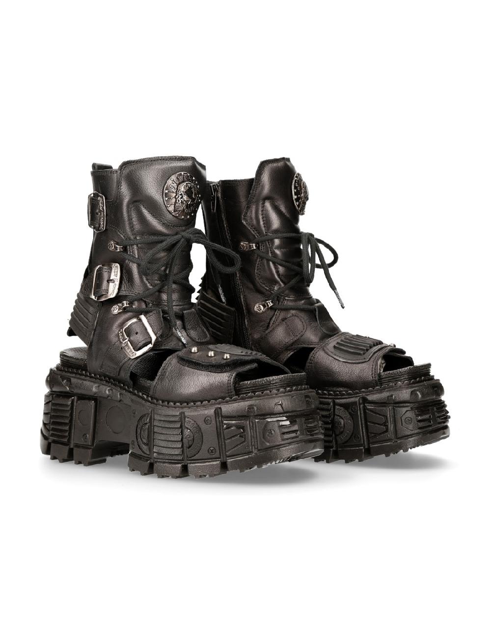 new rock ANKLE BOOT BLACK TANK M-BIOS107-C3