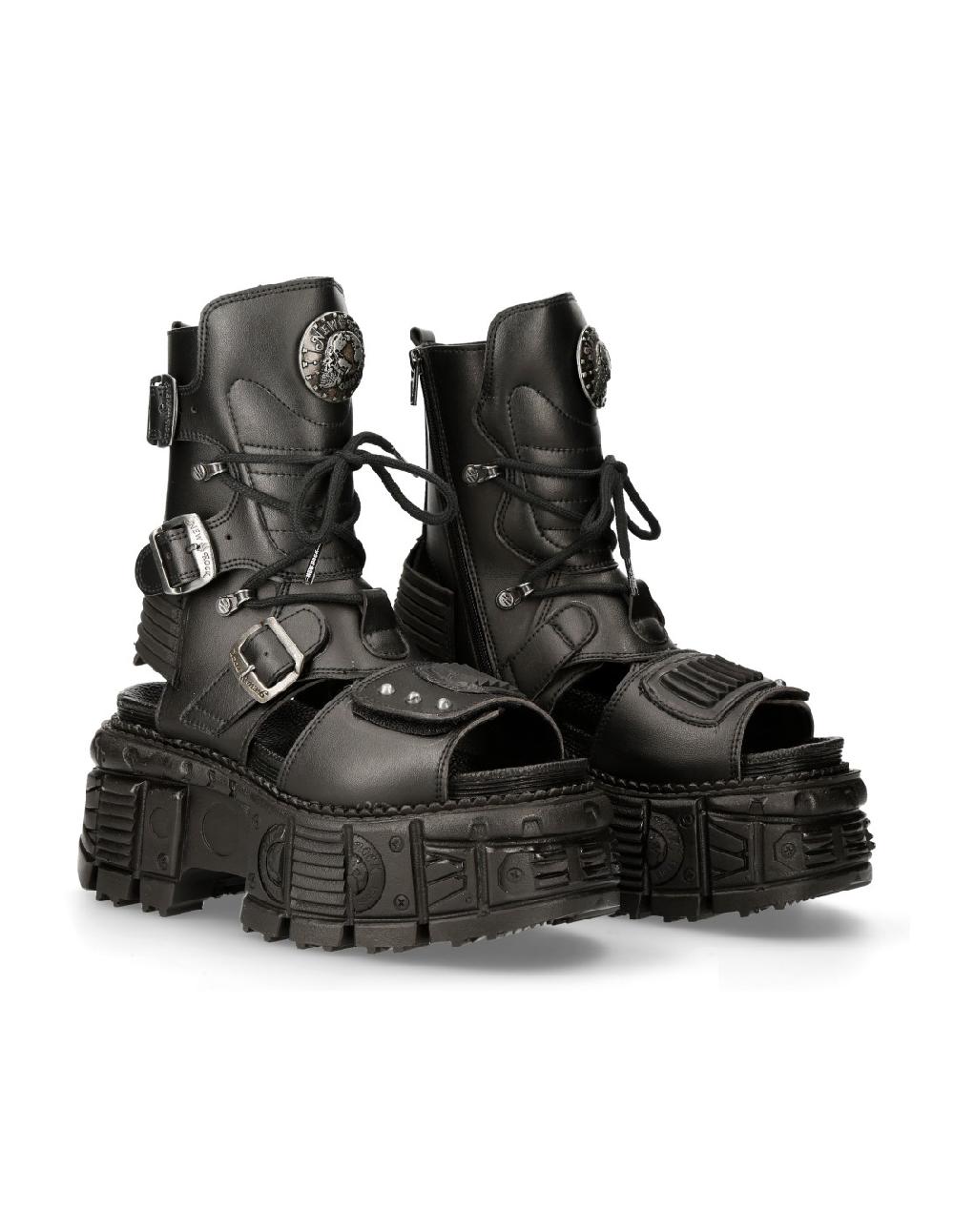 new rock ANKLE BOOT BLACK TANK M-BIOS107-V1