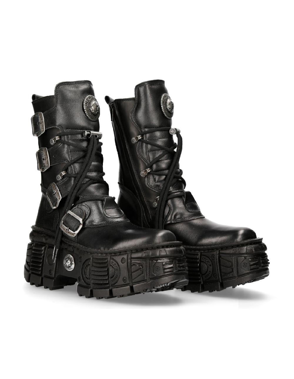 new rock ANKLE BOOT BLACK TANK M-WALL028-C2