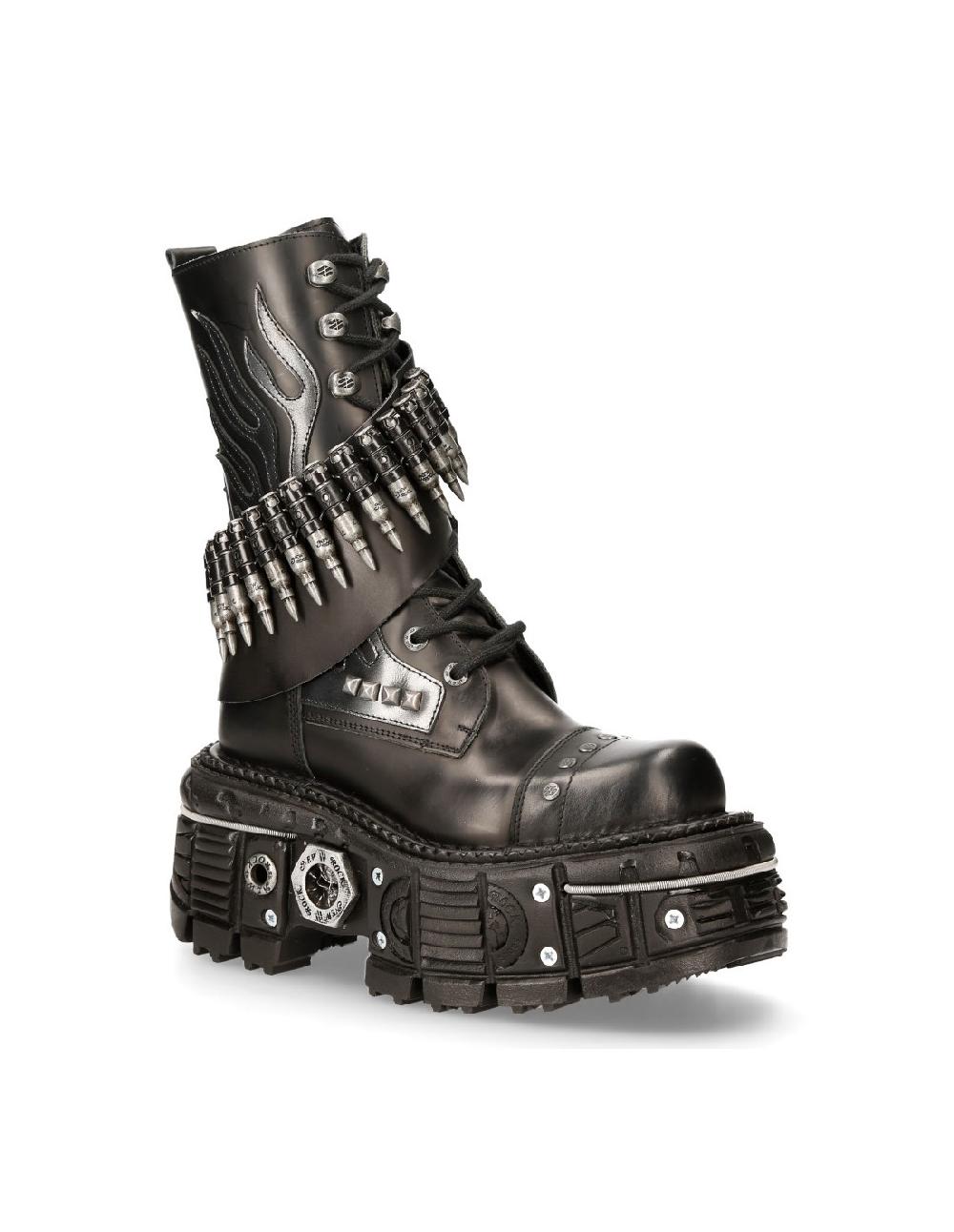 New Rock BOOT BLACK IMPERFECT WITH LACES M-297-C4