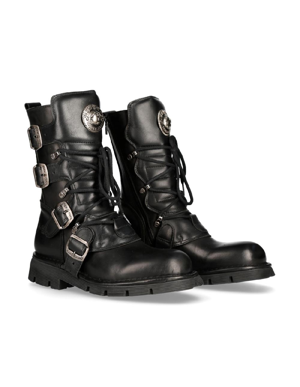 new rock BOOT BLACK PLANING WITH LACES M-1473-S1