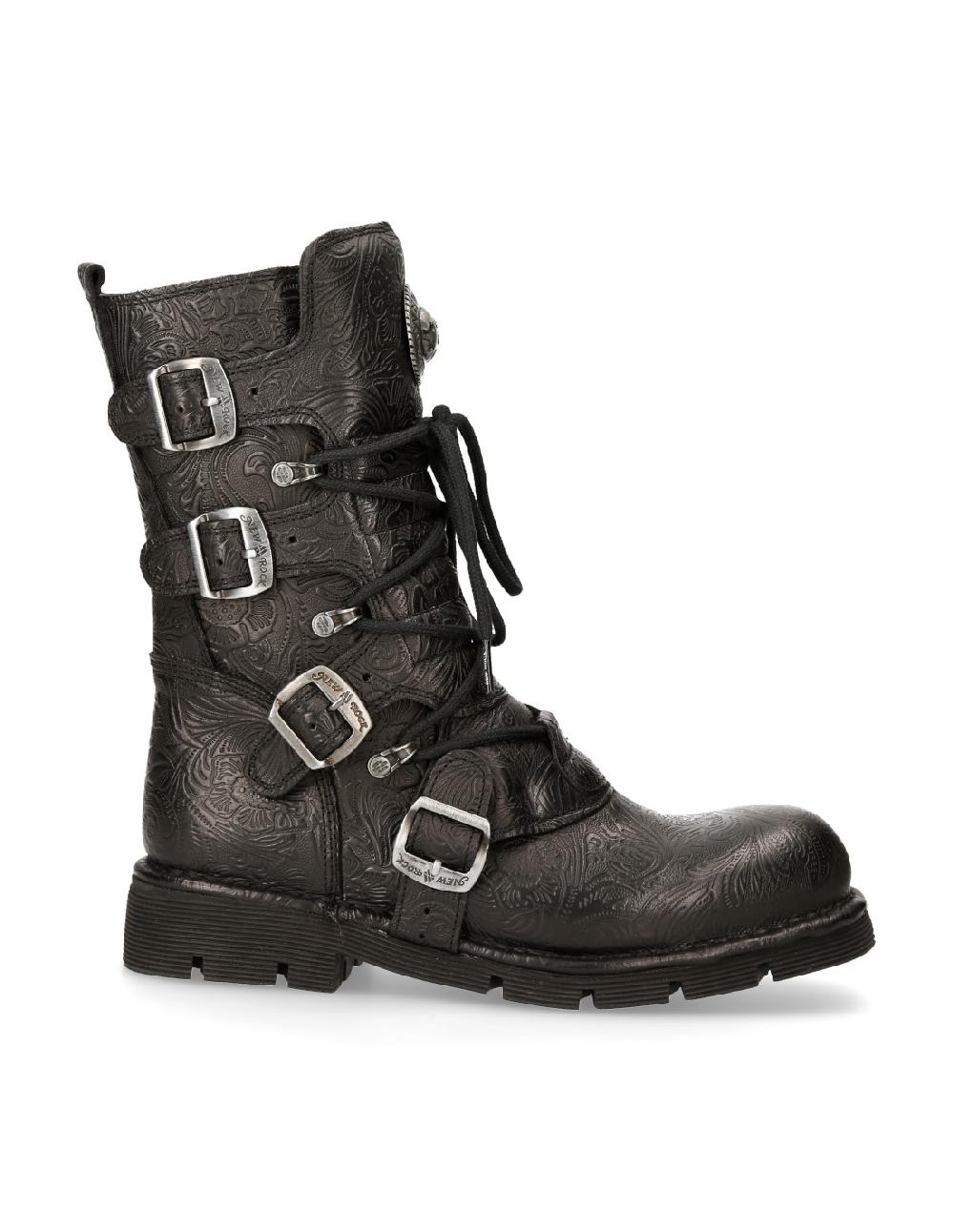 New Rock BOOT BLACK PLANING WITH LACES M-1473-S43