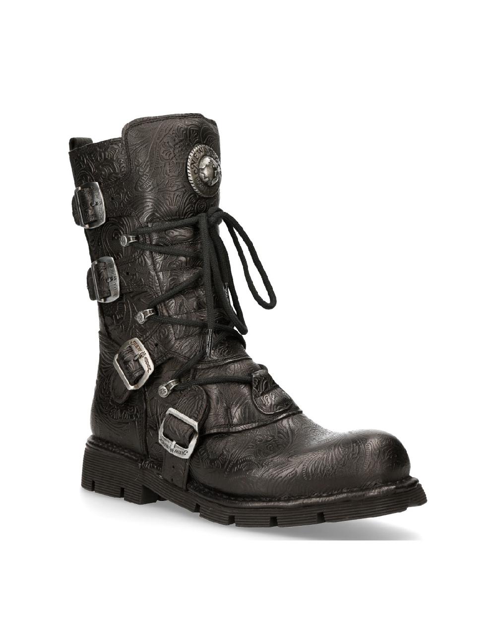 New Rock BOOT BLACK PLANING WITH LACES M-1473-S43