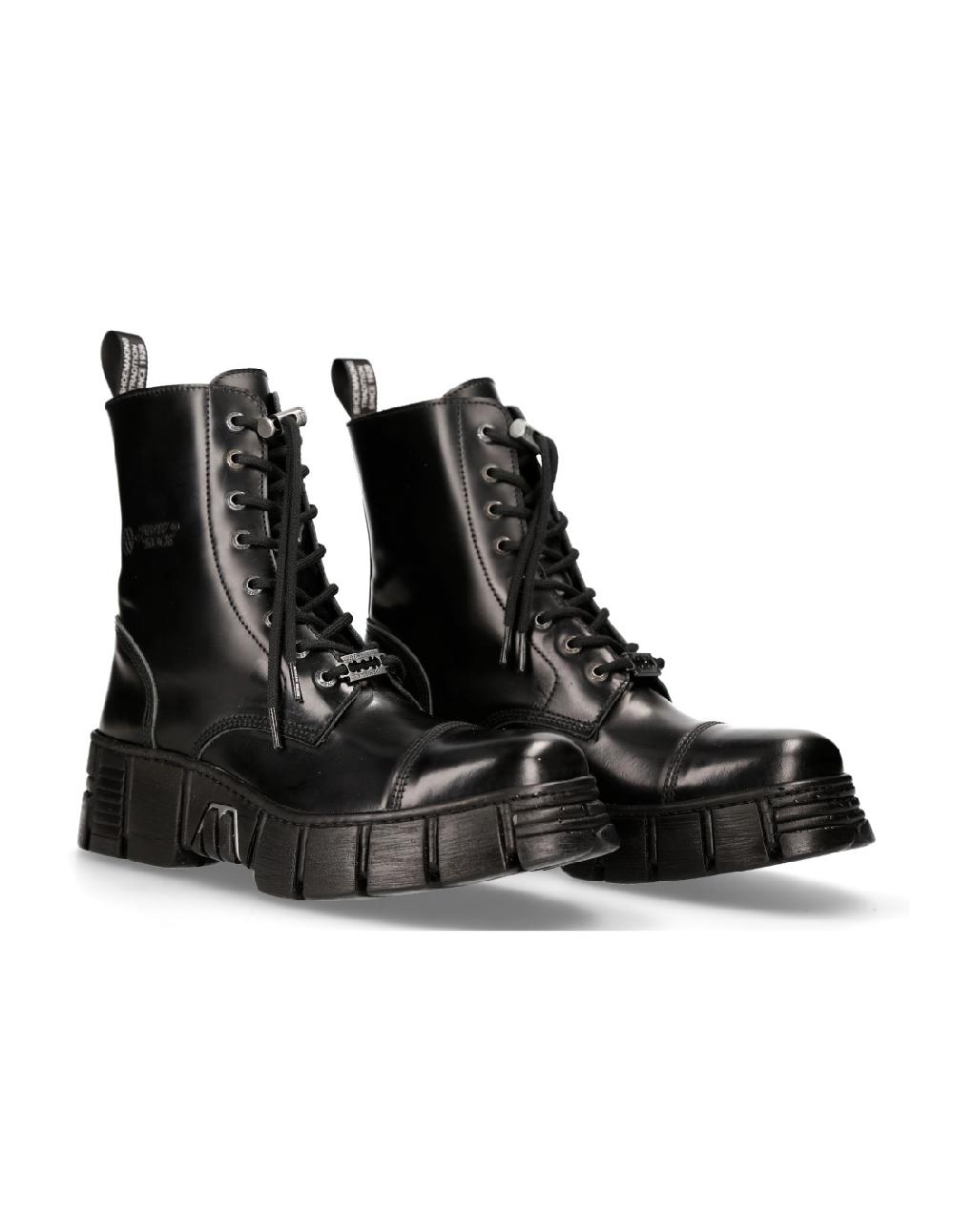 new rock BOOT BLACK TOWER WITH LACES M-WALL126N-C1