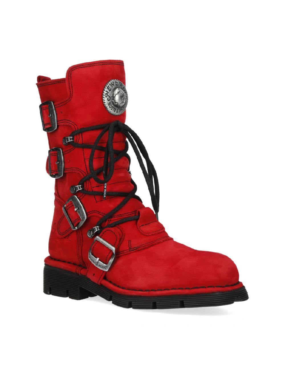 New Rock BOOT RED PLANING WITH LACES M-1473-S12