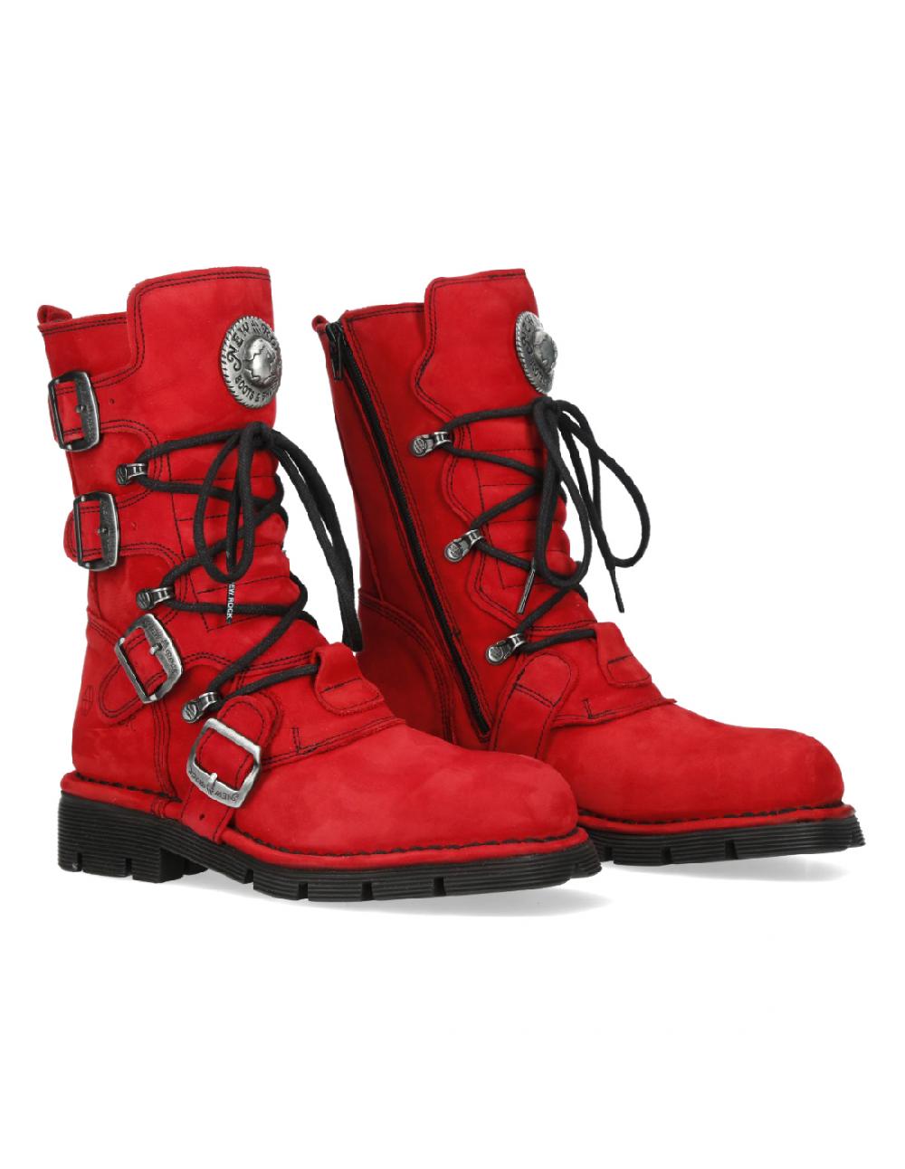 new rock BOOT RED PLANING WITH LACES M-1473-S12