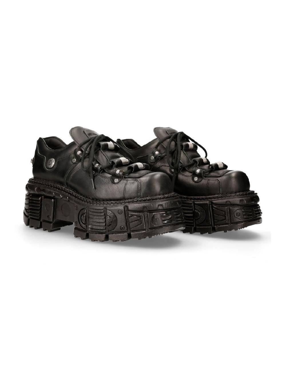 new rock SHOE BLACK IMPERFECT WITH LACES M-233-C4