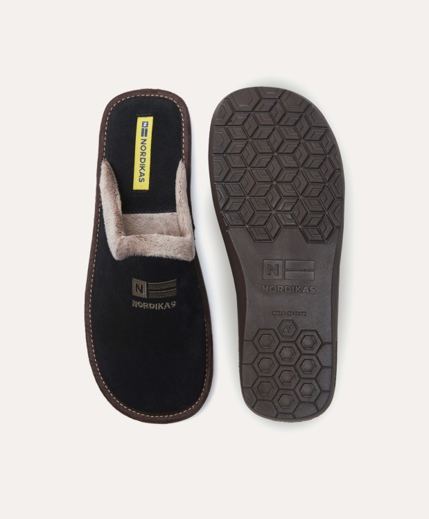 Nordikas ZAPATILLAS DE CASA HOMBRE AFELPADO NEGRO