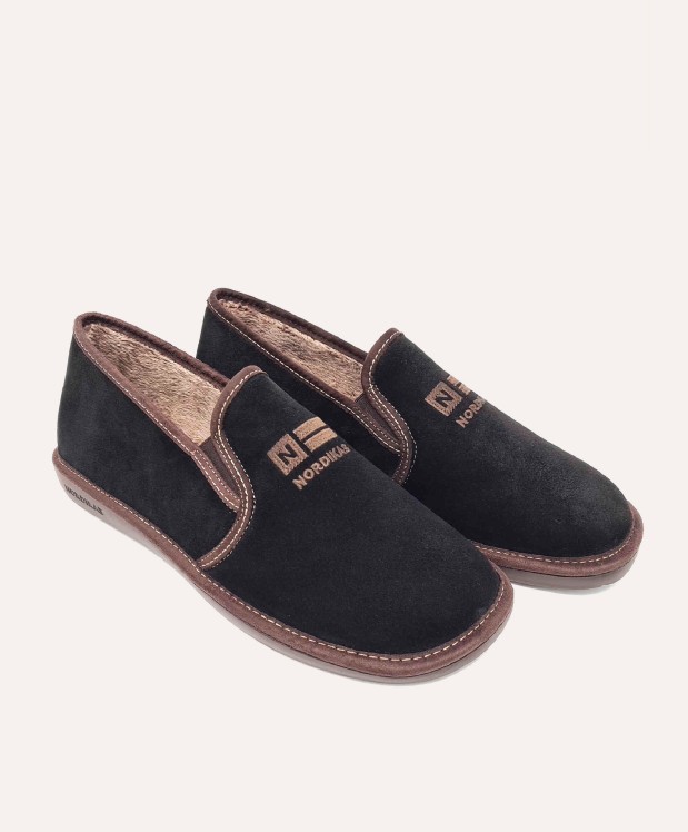 nordikas ZAPATILLAS DE CASA HOMBRE AFELPADO NEGRO