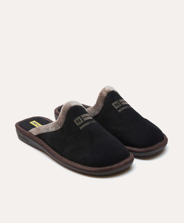 nordikas ZAPATILLAS DE CASA HOMBRE AFELPADO NEGRO