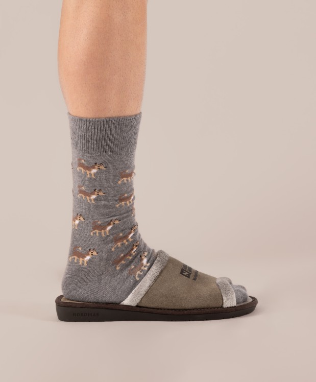 Nordikas ZAPATILLAS DE CASA HOMBRE AFELPADO PIEDRA